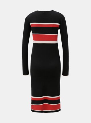 Červeno–čierne pruhované svetrové šaty Dorothy Perkins