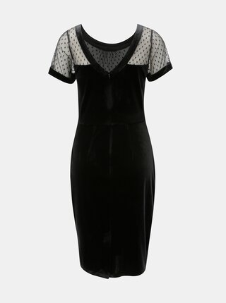 Čierne zamatové puzdrové šaty s priesvitným sedlom M&Co Velvet