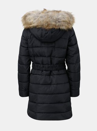 Tmavomodrý prešívaný zimný kabát s odnímateľnou kožušinkou na kapucni Dorothy Perkins