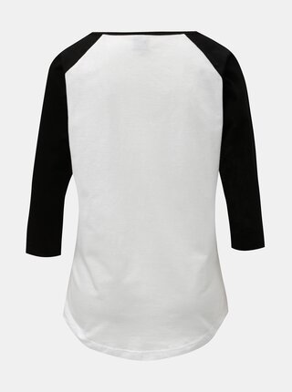 Čierno–biele dámske tričko s 3/4 rukávom a potlačou Horsefeathers Neve