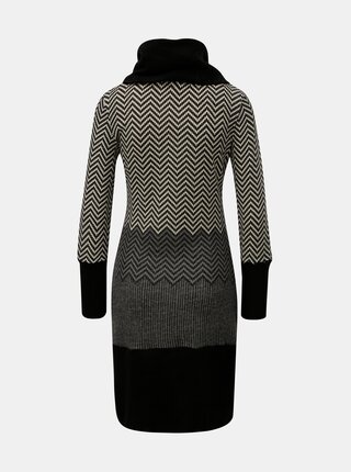 Sivo–čierne vzorované svetrové šaty s golierom Smashed Lemon