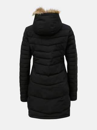 Čierny dámsky prešívaný kabát s umelou kožušinkou Meatfly Olympia