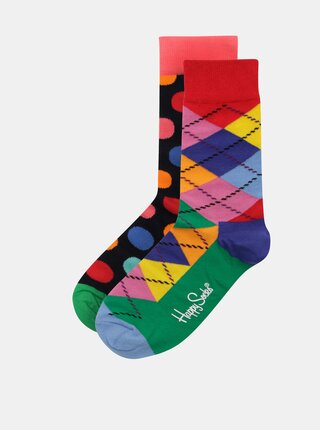 Darčekové balenie dvoch párov dámskych vzorovaných ponožiek Happy Socks Big Dot Cracker