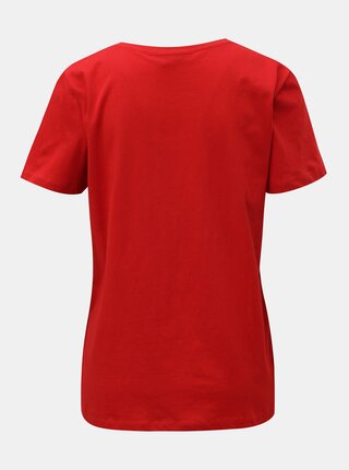 Červené tričko s logom z flitrov DKNY Sequin