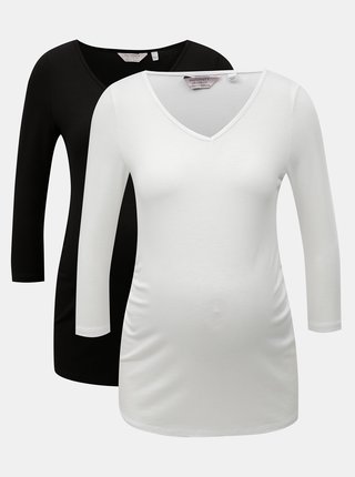 Balenie dvoch tehotenských tričiek v bielej a čiernej farbe Dorothy Perkins Maternity