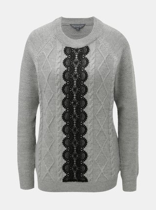 Sivý sveter s čipkovaným detailom Dorothy Perkins Tall