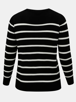 Bielo–čierny pruhovaný sveter s čipkovaným sedlom Dorothy Perkins Curve