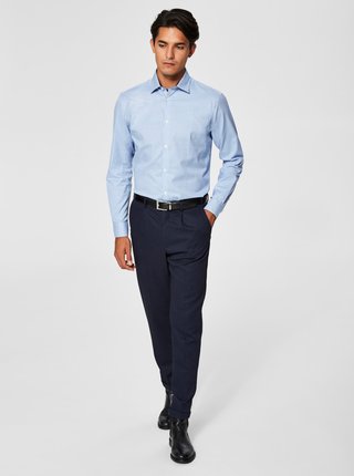 Modrá formálna kockovaná slim fit košeľa Selected Homme One New
