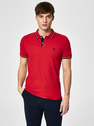 Červené polo tričko s výšivkou Selected Homme New Season