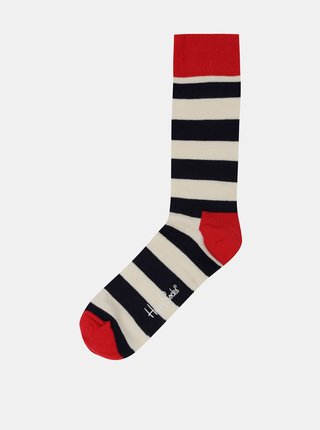 Černo-krémové pruhované ponožky Happy Socks Stripe