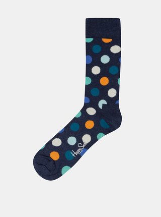 Modré unisex ponožky s farebnými bodkami Happy Socks Big Dots