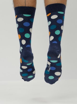 Modré unisex ponožky s farebnými bodkami Happy Socks Big Dots