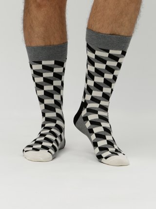 Ponožky v bílé, černé a šedé barvě Happy Socks Filled Optic