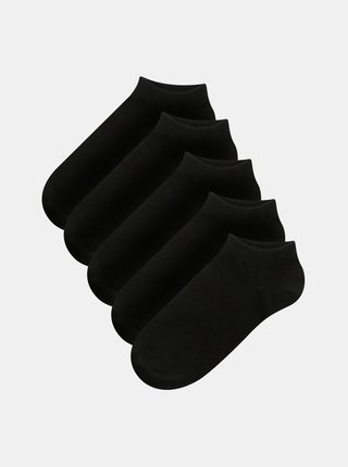 Sada pěti párů černých kotníkových pánských ponožek Jack & Jones Dongo