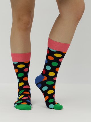 Tmavomodré unisex bodkované ponožky Happy Socks Big Dot