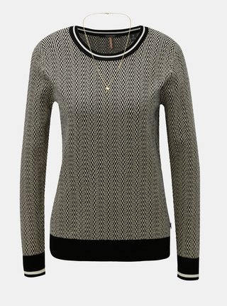Béžovo–čierny tenký vzorovaný sveter s retiazkou Scotch & Soda