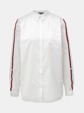 Biela košeľa s náprsným vreckom a červenými pruhmi na rukávoch Dorothy Perkins Tall