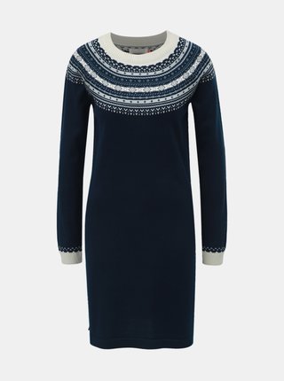 Tmavomodré svetrové šaty s nórskym vzorom Brakeburn