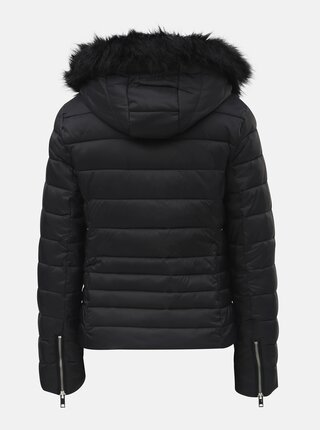 Čierna prešívaná zimná bunda s odnímateľnou kapucňou TALLY WEiJL Woven