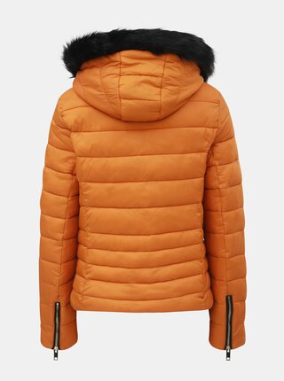 Oranžová prešívaná zimná bunda s odnímateľnou kapucňou TALLY WEiJL