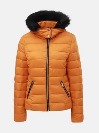 Oranžová prešívaná zimná bunda s odnímateľnou kapucňou TALLY WEiJL