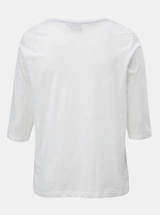 Biele tričko s potlačou a 3/4 rukávom Zizzi