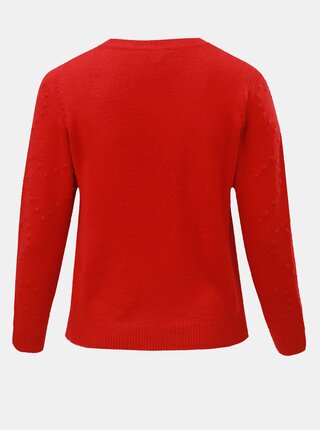 Červený sveter s plastickým vzorom srdiečok Dorothy Perkins Curve