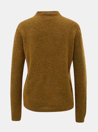 Hnedý sveter so stojačikom a prímesou vlny Jacqueline de Yong Roberta