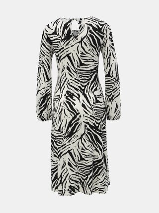 Čierno–biele vzorované šaty s riasením na bruchu Dorothy Perkins