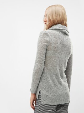 Sivý melírovaný sveter s golierom DKNY