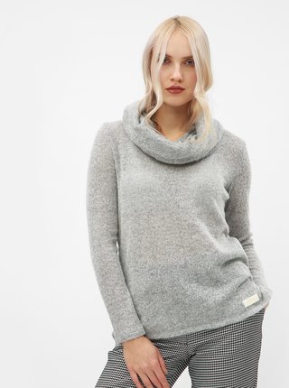 Sivý melírovaný sveter s golierom DKNY