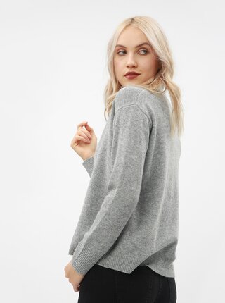 Sivý dámsky vlnený sveter s prekladaným detailom Maloja Torta