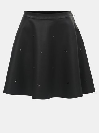 Čierna koženková sukňa s kovovou aplikáciou ONLY Fia