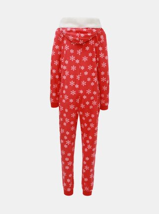 Červený pyžamový overal s motívom vločiek Dorothy Perkins