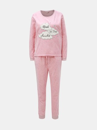 Ružové dvojdielne fleecové pyžamo s motívom mrakov Dorothy Perkins