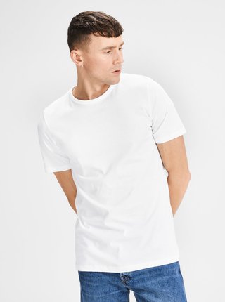 Súprava dvoch bielych basic tričiek s krátkym rukávom Jack & Jones Basic