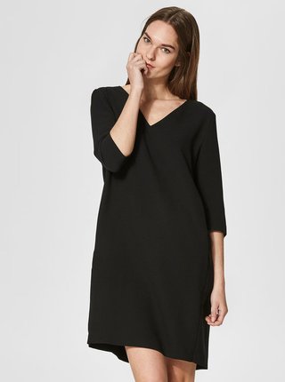 Čierne šaty s véčkovým výstrihom Selected Femme Tunni