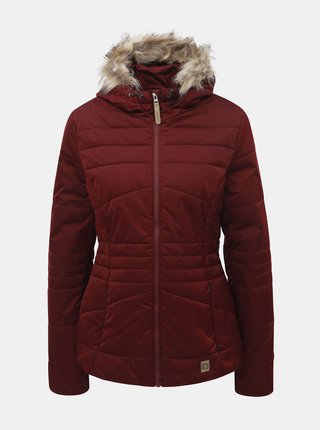 Vínová dámska nepremokavá zimná bunda s odnímateľnou kožušinkou na kapucni LOAP Tiara