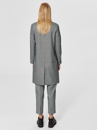 Sivý vzorovaný tenký kabát s vreckami Selected Femme Holla