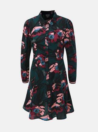 Ružovo–zelené kvetované košeľové šaty Jacqueline de Yong Valentina