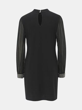 Čierne šaty s ozdobnými lemami na rukávoch Apricot