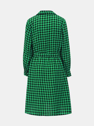 Čierno–zelené bodkované šaty s prekladaným výstrihom VERO MODA Sarah