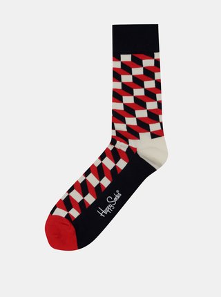 Černo-červené vzorované ponožky Happy Socks Filled Optic