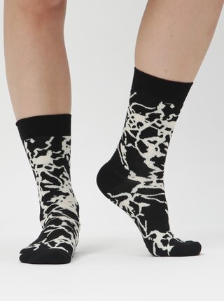 Bielo-čierne dámske vzorované ponožky Happy Socks Marble 