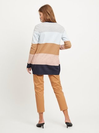 Modro–hnedý pruhovaný sveter s dlhým rukávom VILA Ril