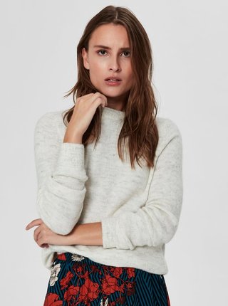 Krémový melírovaný sveter s prímesou vlny Selected Femme Enva