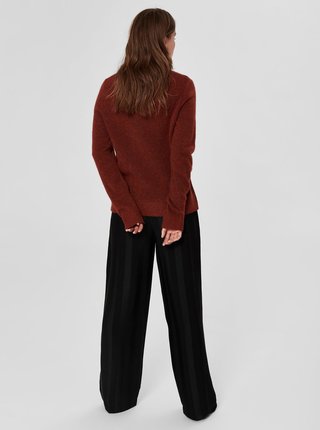 Hnedý melírovaný sveter s prímesou vlny Selected Femme Enva