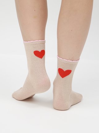 Súprava dvoch párov ponožiek v béžovej a zlatej farbe VERO MODA Valenti