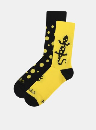 Čierno-žlté unisex ponožky s motívom jašterice Fusakle Salamandra