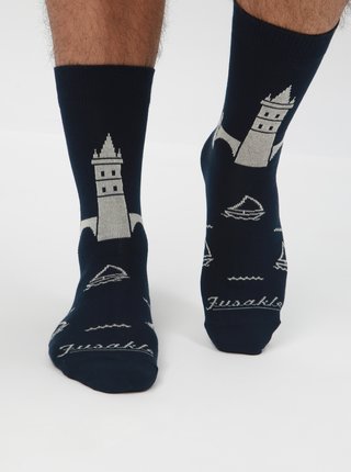 Tmavomodré unisex ponožky Fusakle Karlov most